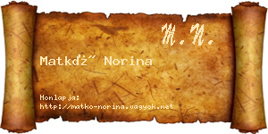 Matkó Norina névjegykártya